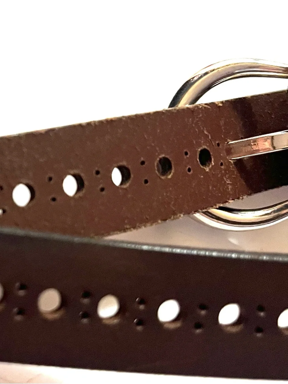 Massimo Dutti Brown Perforated Leather Belt